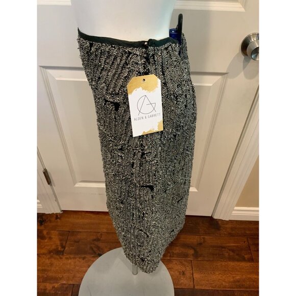 Marianne Kooimans Black & White 100% Silk Textured Straight Pencil Skirt, Size 2 - Picture 4 of 7